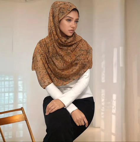 Maryam's Essential Floral Printed Polyester Hijab