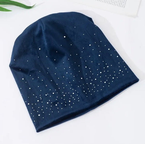 Maryam’s Essential Velvet Diamanté Stretchy Cute Hat