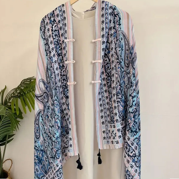 Maryam's Essential Printed Cotton Viscose Tassels Shawl