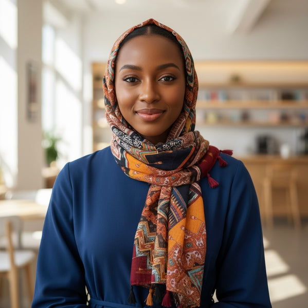 Maryam's Essential Printed Cotton Viscose Tassels Scarf/Hijab