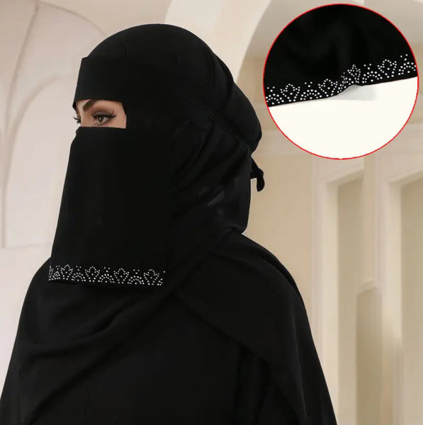 Maryam’s Essential Diamanté Thin Breathable Chiffon Niqab Veil Headscarf