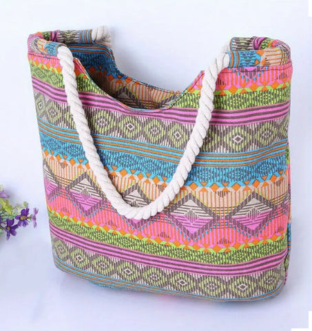 Maryam’s Essential Canvas Beach Stripe Pattern Tote Bag