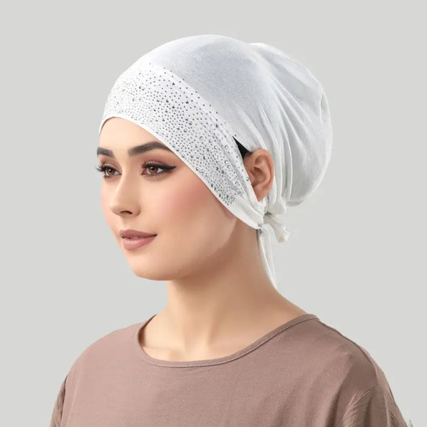 Maryam’s Essential Diamanté Revolutionary Sporty Ear Accessible Tie Back Inner Cap