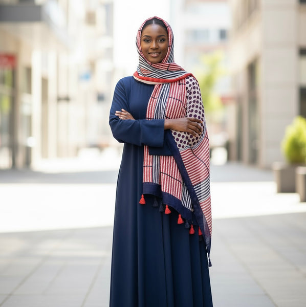 Maryam's Essential Dotted Print Cotton Polyester Tassels Hijab