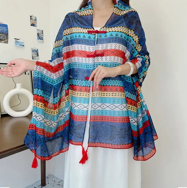 Maryam's Essential Printed Cotton Viscose Tassels Shawl