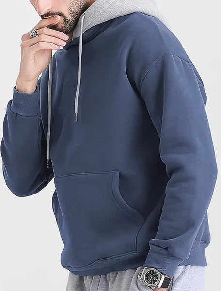Maryam’s Essential Men Casual Contrast Colour Hoody Long Sleeves Pocket Pullover Sweatshirt