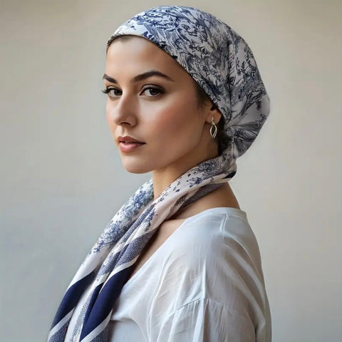 Maryam’s Essential Mature Elegant Vintage Print Pre-Tied Elastic Band Hijab