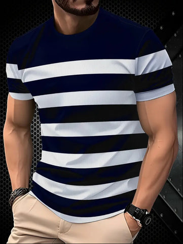 Maryam’s Essential Casual Striped Crew Neck Short Sleeves T-Shirt