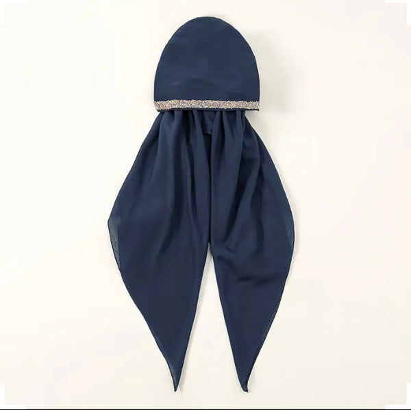 Maryam’s Essential Diamanté Mature Elegant Vintage Plain Pre-Tied Elastic Band Hijab