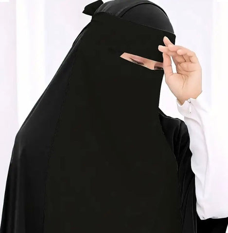 Maryam’s Essential Saudi Style Thin Breathable Chiffon Niqab Veil Headscarf