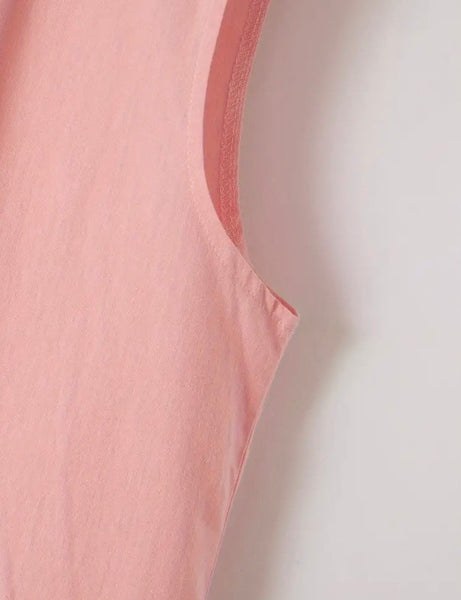 Maryam’s Essential Breathable Hood Drawstring Sleeveless Cotton Linen Top Tank