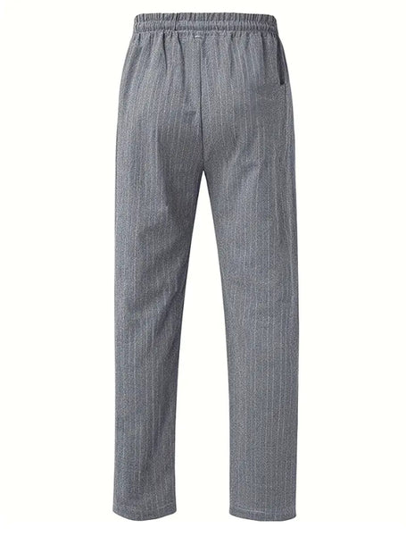 Maryam’s Essential Men Casual Lightweight Breathable Cotton Striped Loose Fit Straight Leg Pants