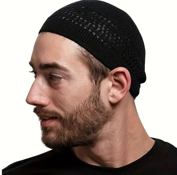 Maryam’s Essential Men Luxury Muslim Knitted Stretchy Breathable Kufi Cap