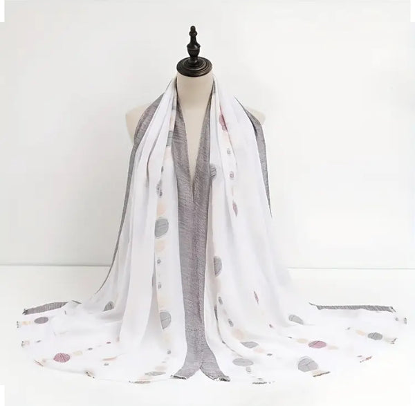 Maryam's Essential Printed Cotton Viscose Tassels Hijab Scarf