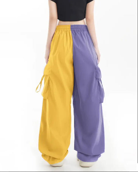 Maryam’s Essential Colour Block Loose Fit Leg Drawstring Flap Pocket Baggy Pants