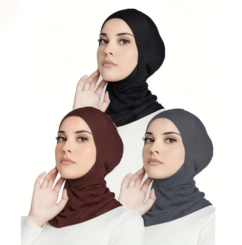 Maryam's Essential Three Pieces Full Cover Inner Hijab Cap Neck Head Set