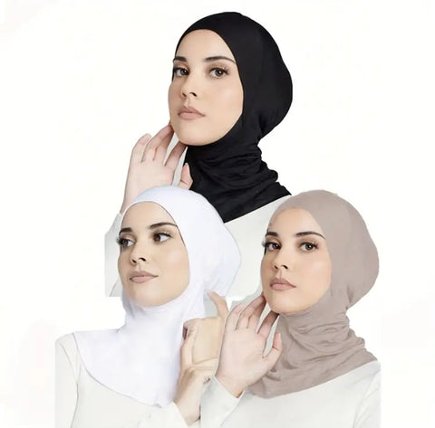 Maryam's Essential Three Pieces Full Cover Inner Hijab Cap Neck Head Set