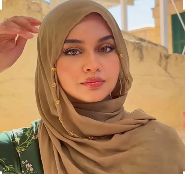 Maryam's Diamond Style Plain Pure Colour Viscose with Gold Embellishment Hijab