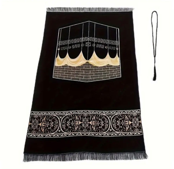 Maryam’s Essential Muslim Kaaba Prayer Mat & Prayer Beads Cylindrical Gift Set