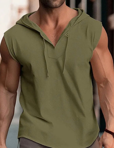 Maryam’s Essential Breathable Hood Drawstring Sleeveless Cotton Top Tank