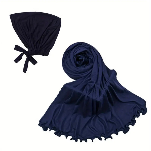 Maryam’s Essential Luxury Rolled Edged Hijab & Inner Cap Set