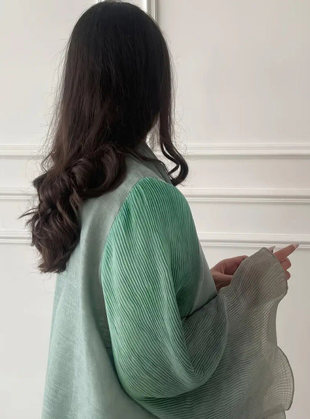 Maryam’s Essential Luxury Tie-Dye Hem Long Bell Sleeves Maxi Abaya Dress