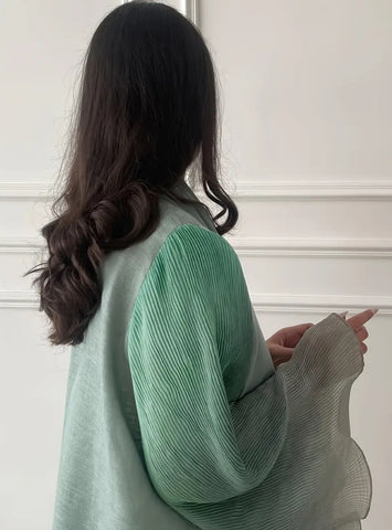 Maryam’s Essential Luxury Tie-Dye Hem Long Bell Sleeves Maxi Abaya Dress