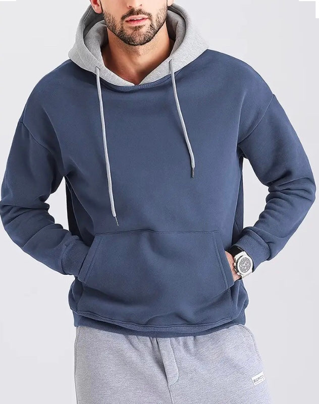Maryam’s Essential Men Casual Contrast Colour Hoody Long Sleeves Pocket Pullover Sweatshirt