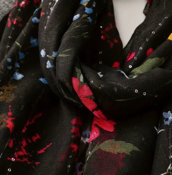 Maryam's Essential Floral Printed Cotton Tassels Hijab