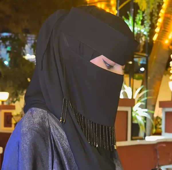 Maryam’s Essential Thin Breathable Fringe Chiffon Niqab Veil Headscarf