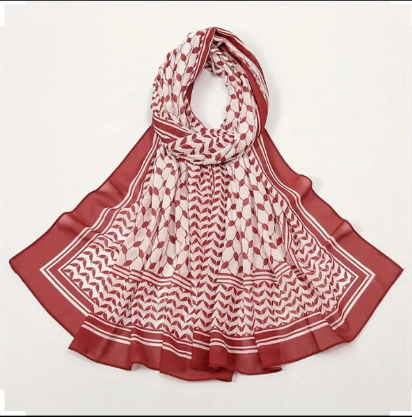 Maryam’s Essential Elegant Lightweight Arabian Print Chiffon Hijab/Shawl