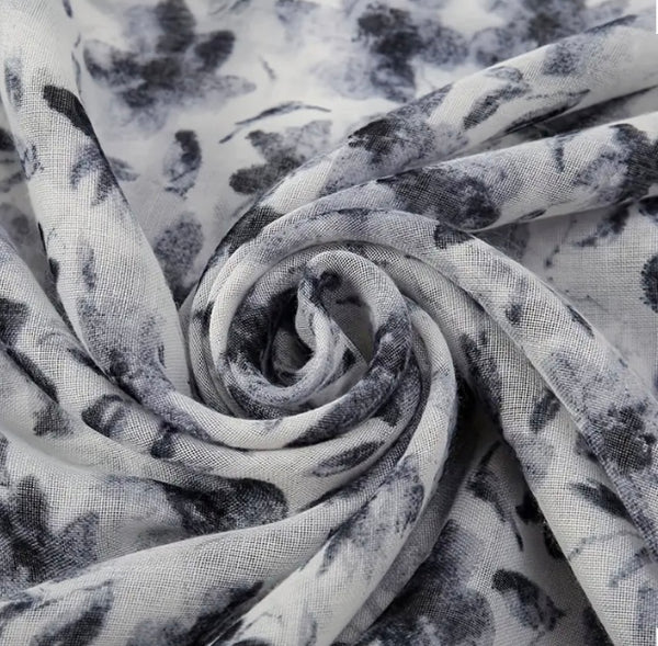 Maryam's Essential Flower Printed Cotton Viscose Tassels Hijab