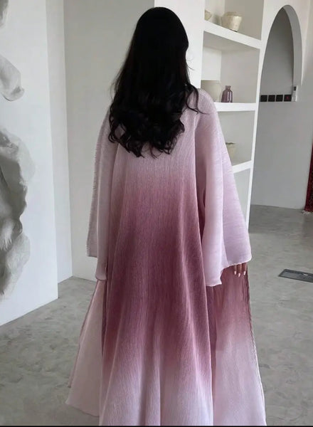 Maryam’s Essential Luxury Tie-Dye Hem Long Bell Sleeves Maxi Abaya Dress
