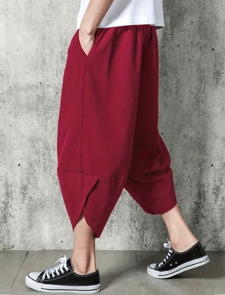 Maryam’s Essential Luxury Vintage Drawstring Wide Leg Cropped Harem Trouser