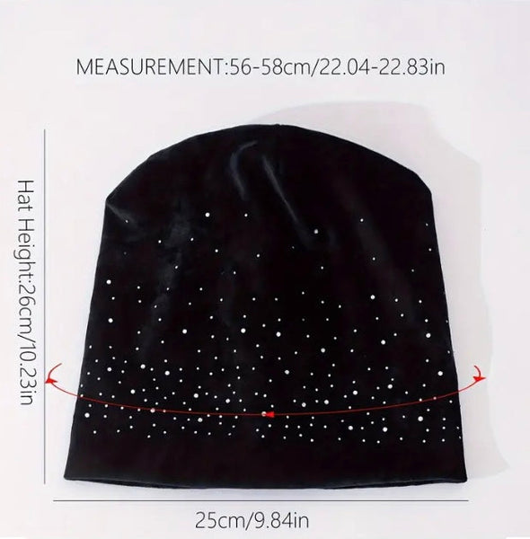 Maryam’s Essential Velvet Diamanté Stretchy Beanie Hat
