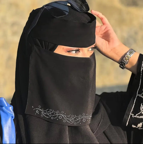 Maryam’s Essential Diamanté Thin Breathable Chiffon Niqab Veil Headscarf