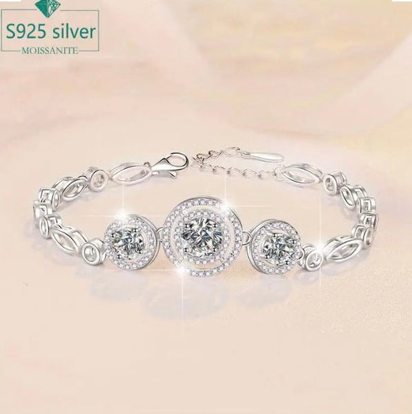 Maryam’s Essential Diamond Style 2 Carat Moissanite 925 Sterling Silver Round Bracelet with Certificate