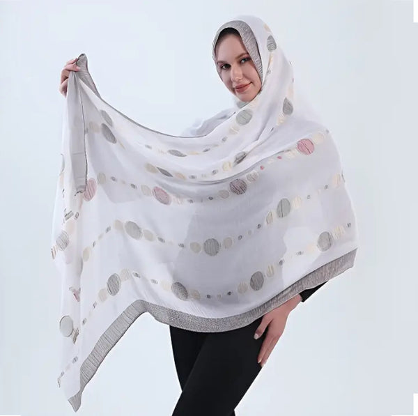 Maryam's Essential Printed Cotton Viscose Tassels Hijab Scarf