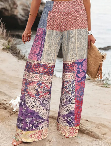 Maryam’s Essential Patchwork Print High Waist Wide Leg Loose Pants