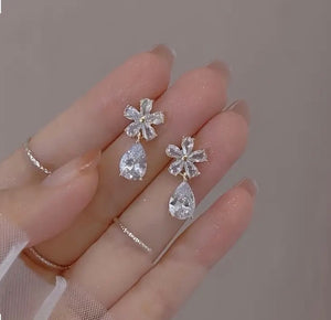 Maryam’s Essential Luxury Flower Water Drop Dangle Stud Earrings