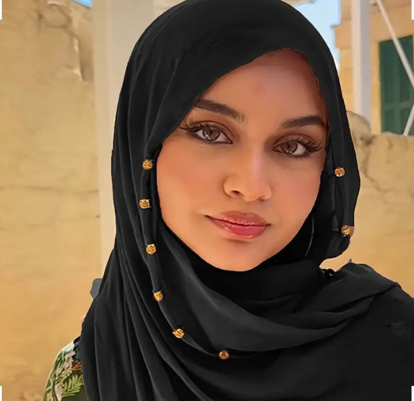 Maryam's Diamond Style Plain Pure Colour Viscose with Gold Embellishment Hijab
