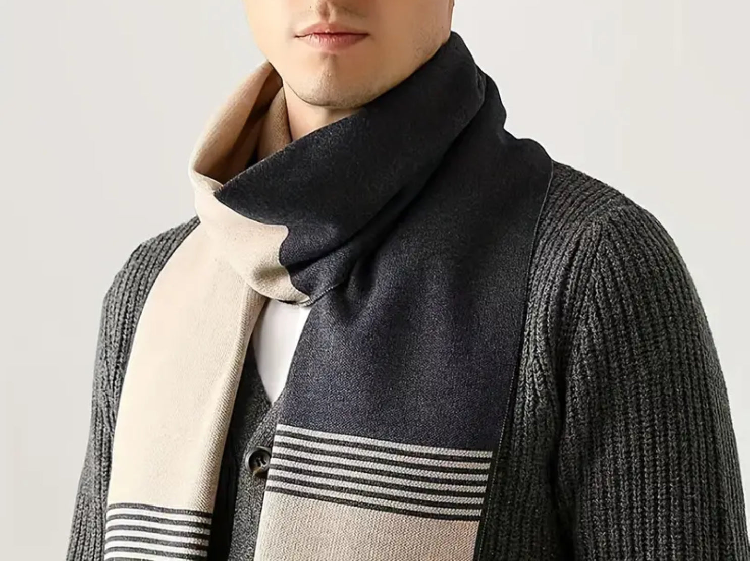 Maryam’s Essential Luxury Men Large Pure Wool Cashmere Scarf