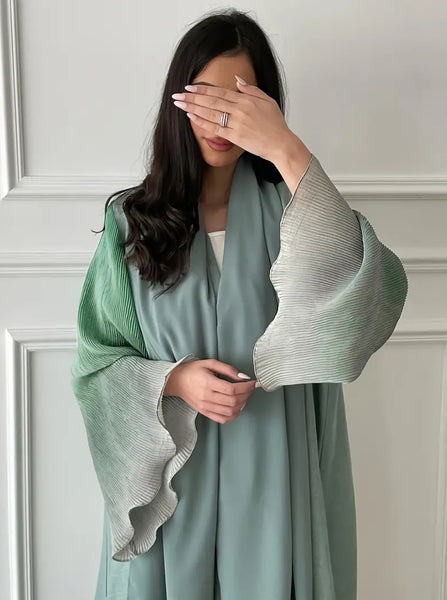 Maryam’s Essential Luxury Tie-Dye Hem Long Bell Sleeves Maxi Abaya Dress