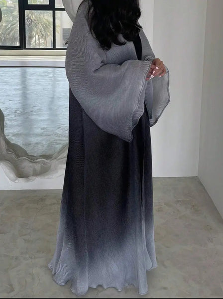 Maryam’s Essential Luxury Tie-Dye Hem Long Bell Sleeves Maxi Abaya Dress