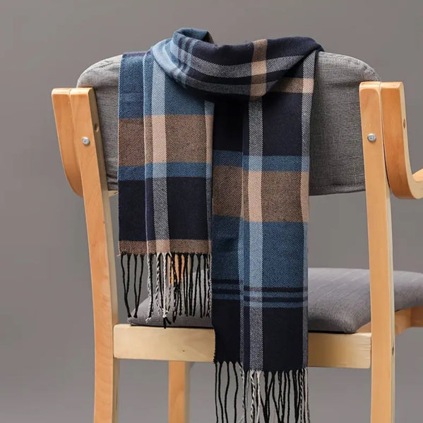 Maryam’s Essential Luxury Unisex Plaid Breathable Tassels Warm Scarf
