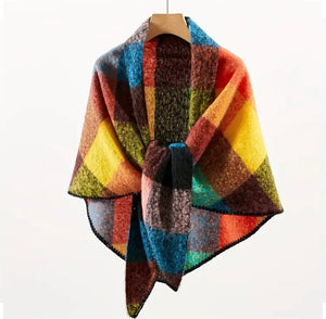 Maryam’s Essential Luxury Triangular Geometric Plaid Cashmere Scarf