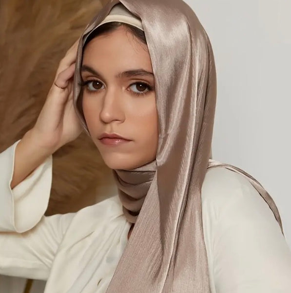 Maryam's Diamond Style Plain Shiny Polyester Hijabs/Scarves