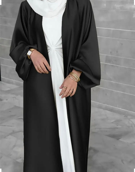 Maryam's Diamond Style Luxurious Plain Shiny, Lantern Sleeves Kaftan Abaya