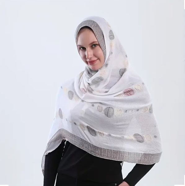 Maryam's Essential Printed Cotton Viscose Tassels Hijab Scarf
