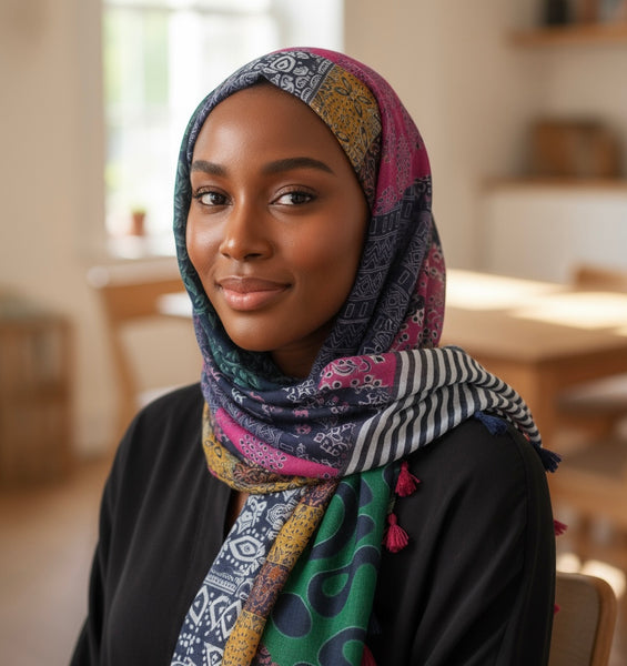Maryam's Essential Printed Cotton Viscose Tassels Hijab